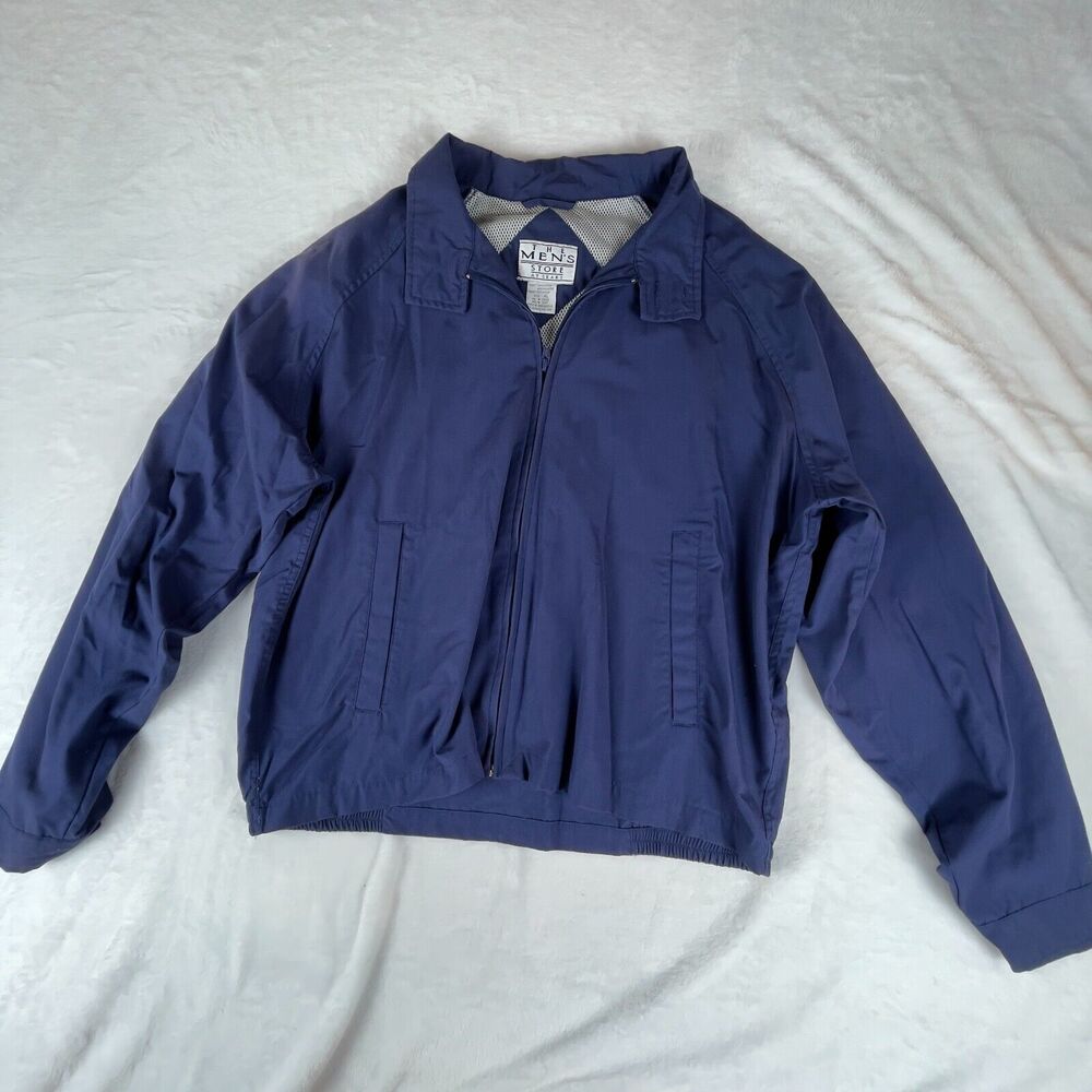 The Mens Store Jacket Mens XL Navy Cotton Casual Long Sleeve Pockets Full Zipper
